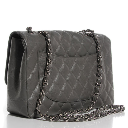 Chanel Caviar Quilted Jumbo Single Flap Grey 3 of 8