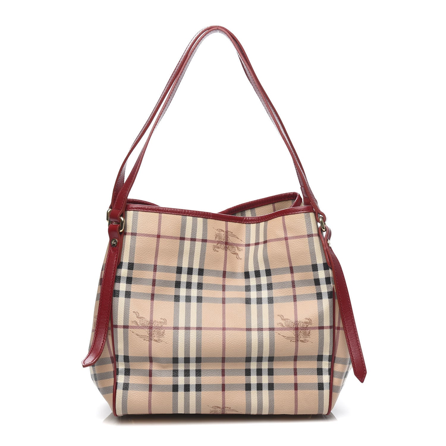 Burberry Haymarket Check Small Canterbury Tote Military Red 1 of 13