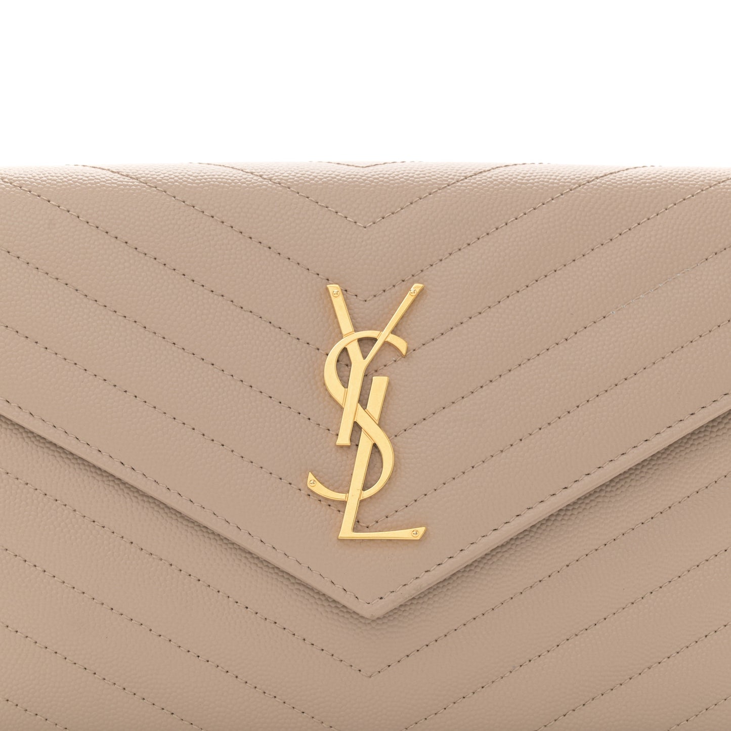 Grain De Poudre Matelasse Chevron Monogram Chain Wallet Nude Powder
