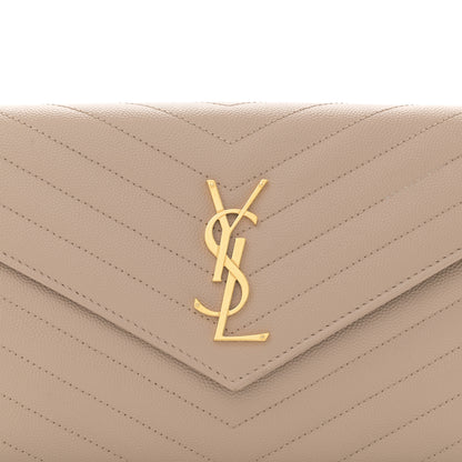 Saint Laurent Grain De Poudre Matelasse Chevron Monogram Chain Wallet Nude Powder 8 of 12