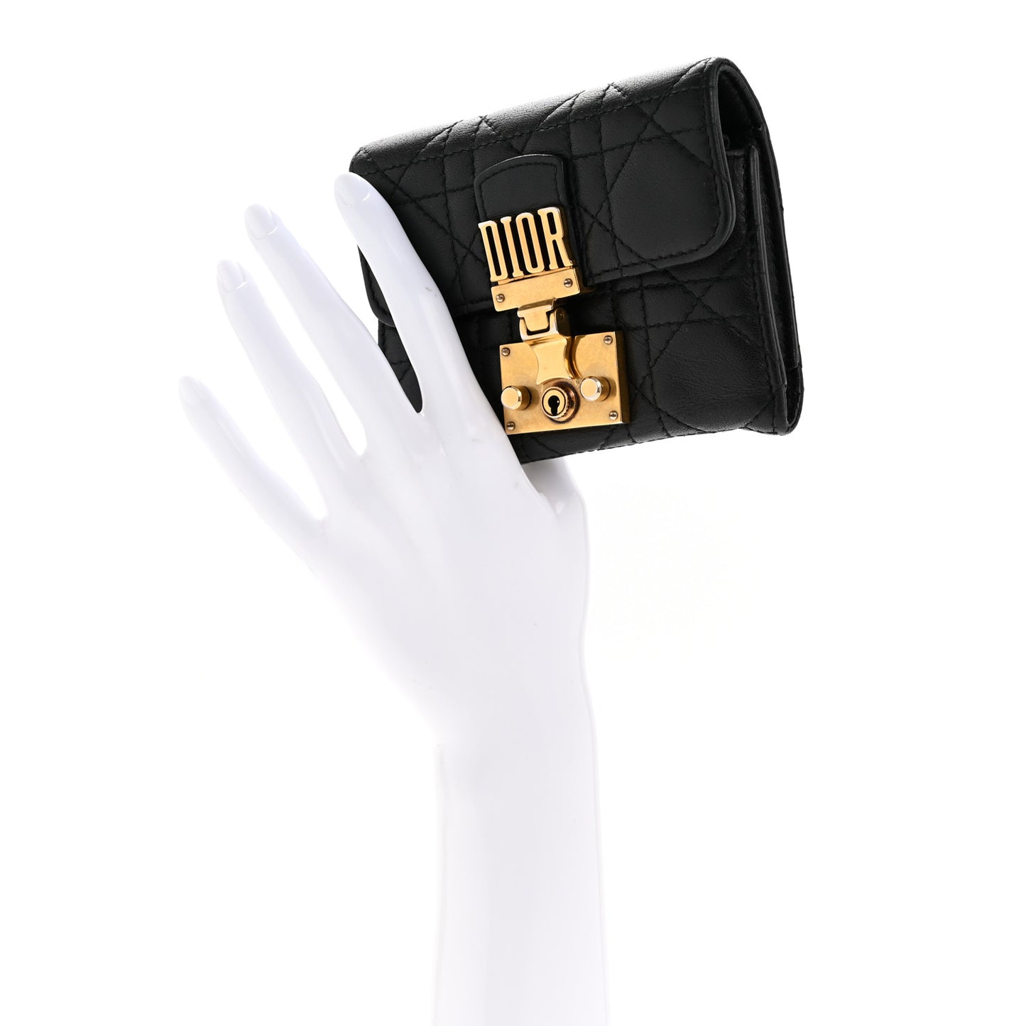 Lambskin Cannage Dioraddict Flap Wallet Black
