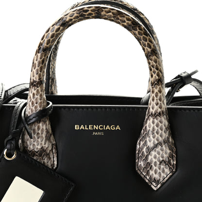 Balenciaga Calfskin Elaphe Snakeskin Mini Padlock All Afternoon Tote Black 4 of 9
