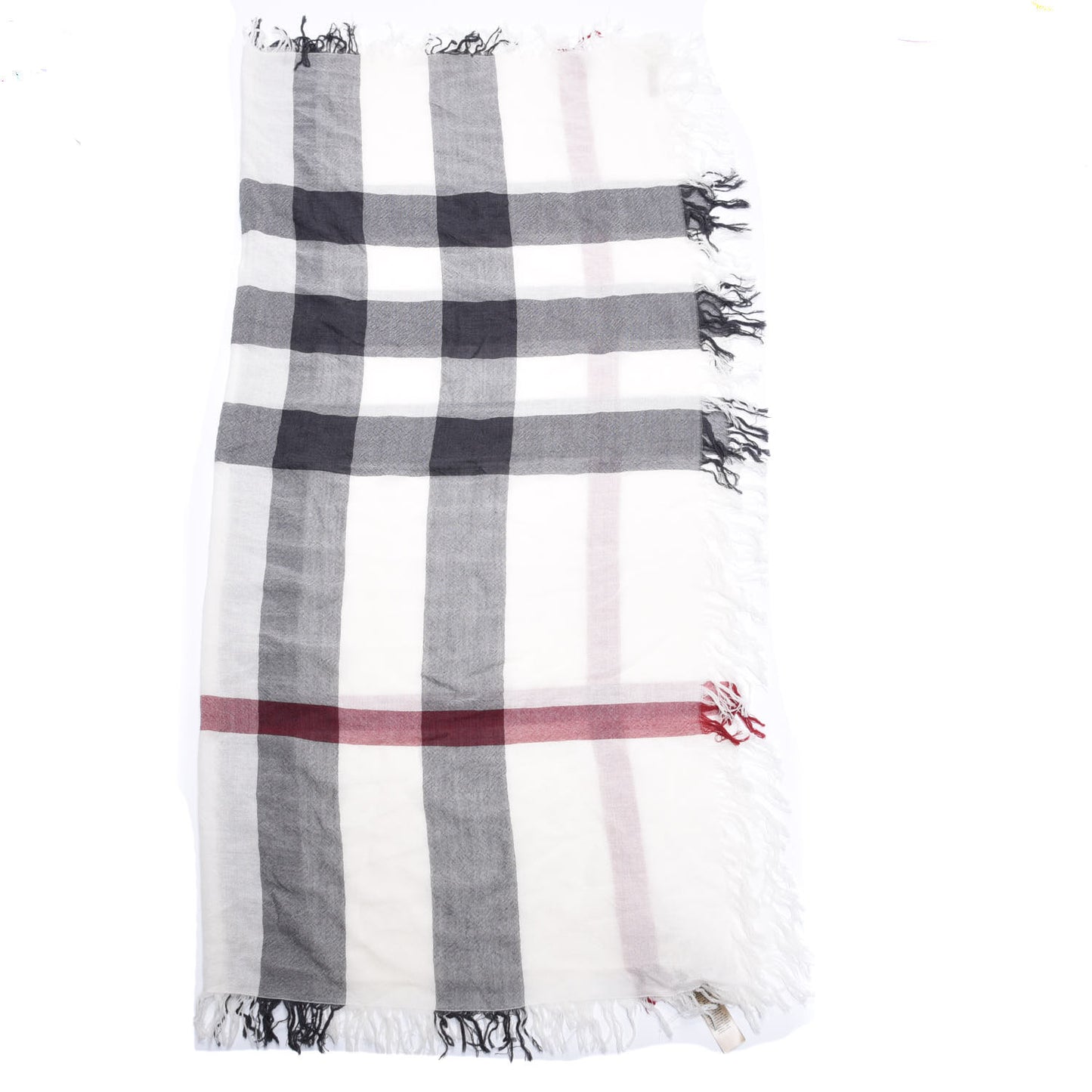 Merino Wool Check Scarf Ivory