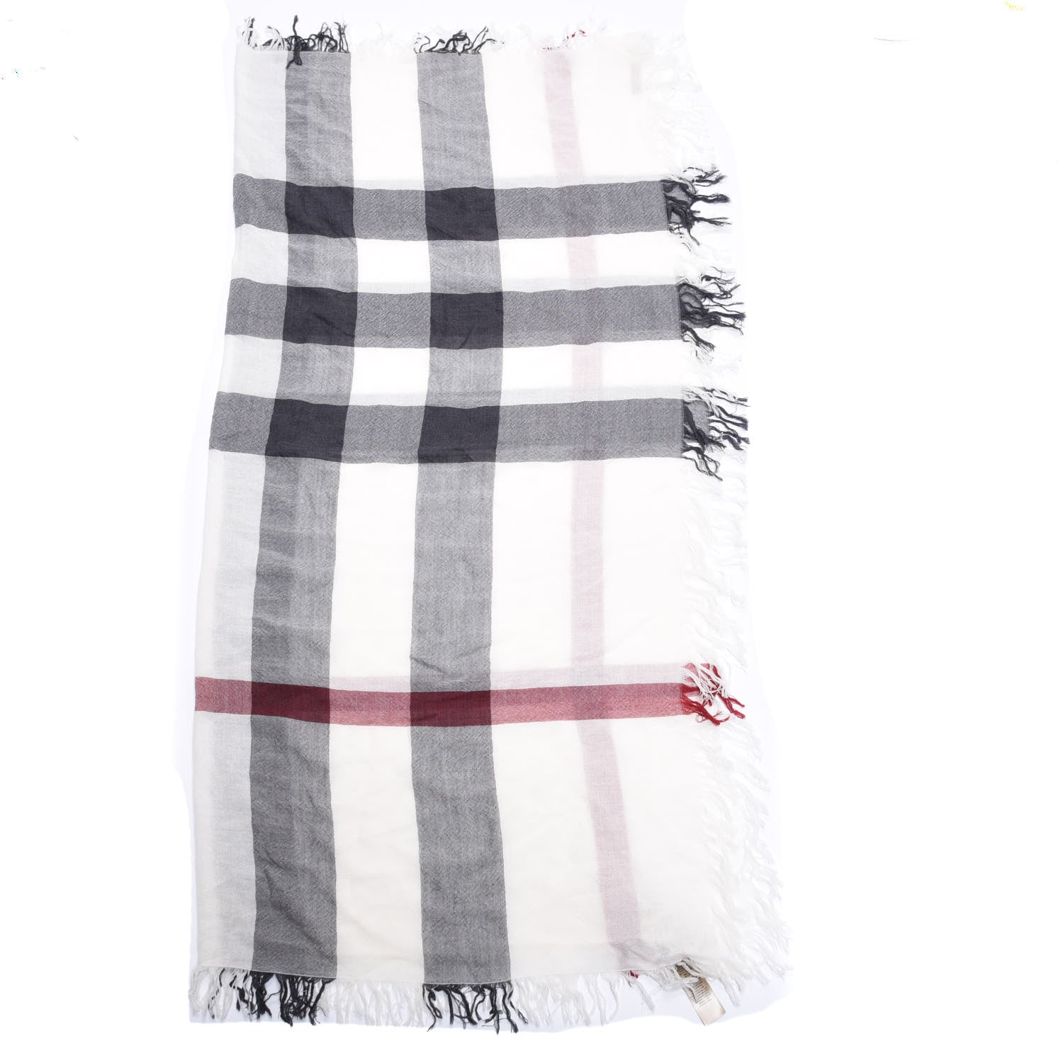 Burberry Merino Wool Check Scarf Ivory 2 of 6
