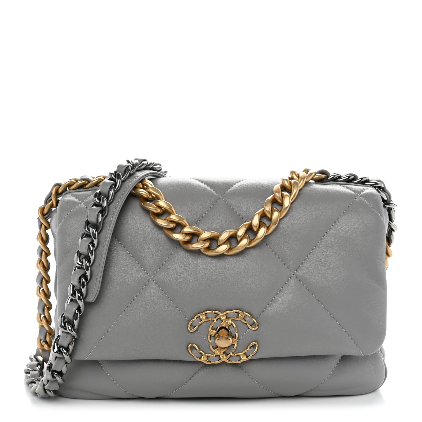Lambskin Quilted Medium Chanel 19 Flap Grey