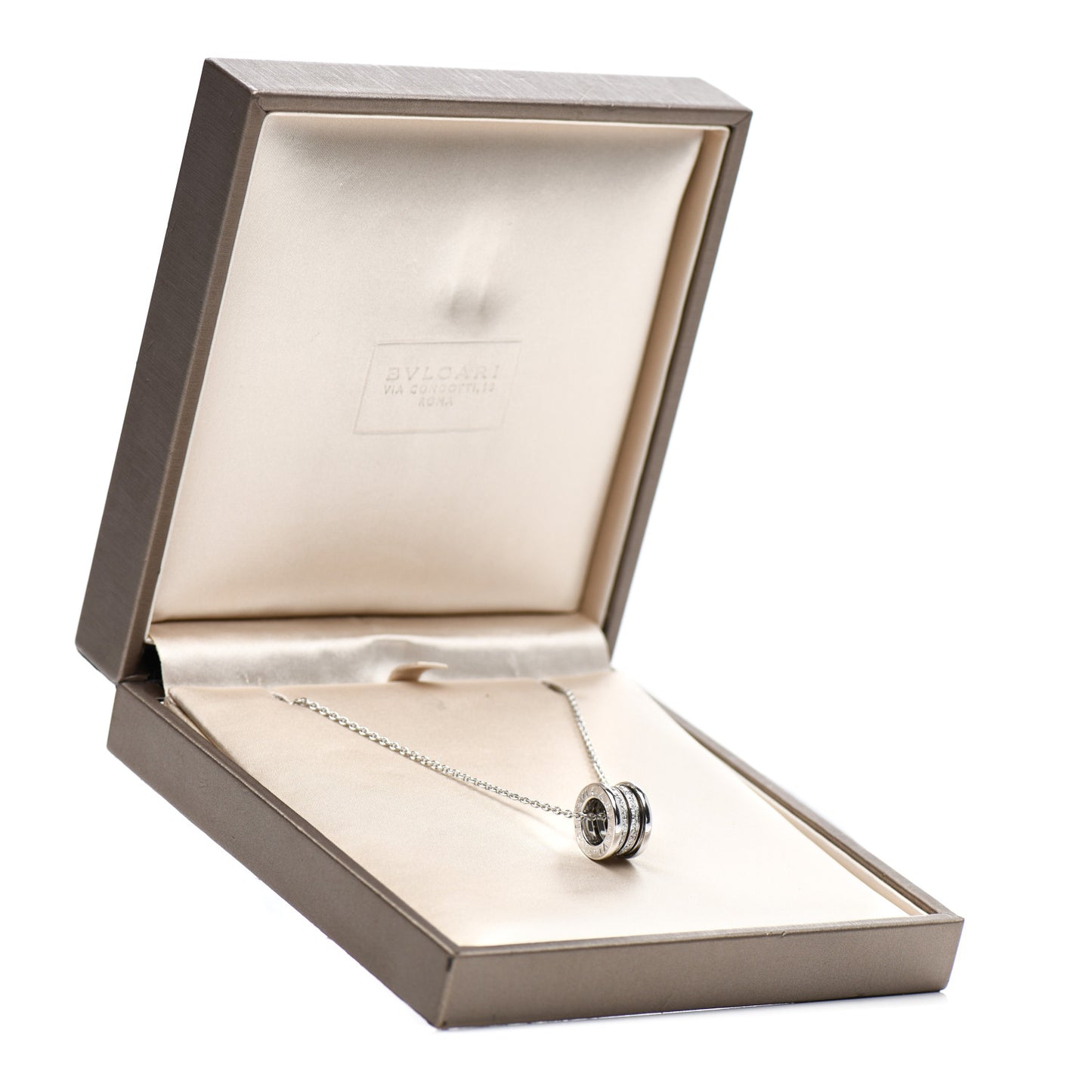 18K White Gold Diamond B.Zero1 Pave Pendant Necklace