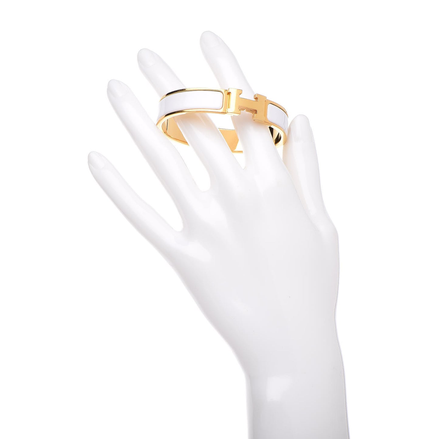 Enamel Narrow Clic Clac H Bracelet PM White