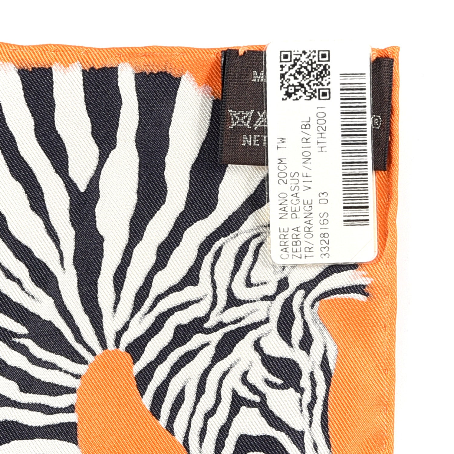 Hermes Silk Carre Zebra Pegasus Nano Scarf 20 Orange Vif Black 9 of 10