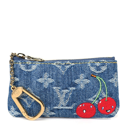 Louis Vuitton LV X TM Monogram Denim Cerises Key Pouch Blue 1 of 7