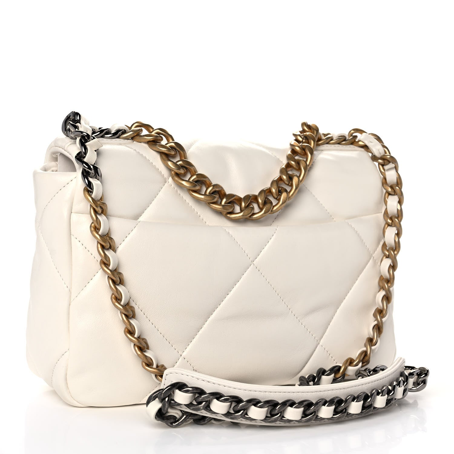 Chanel Lambskin Quilted Medium Chanel 19 Flap White 3 of 10