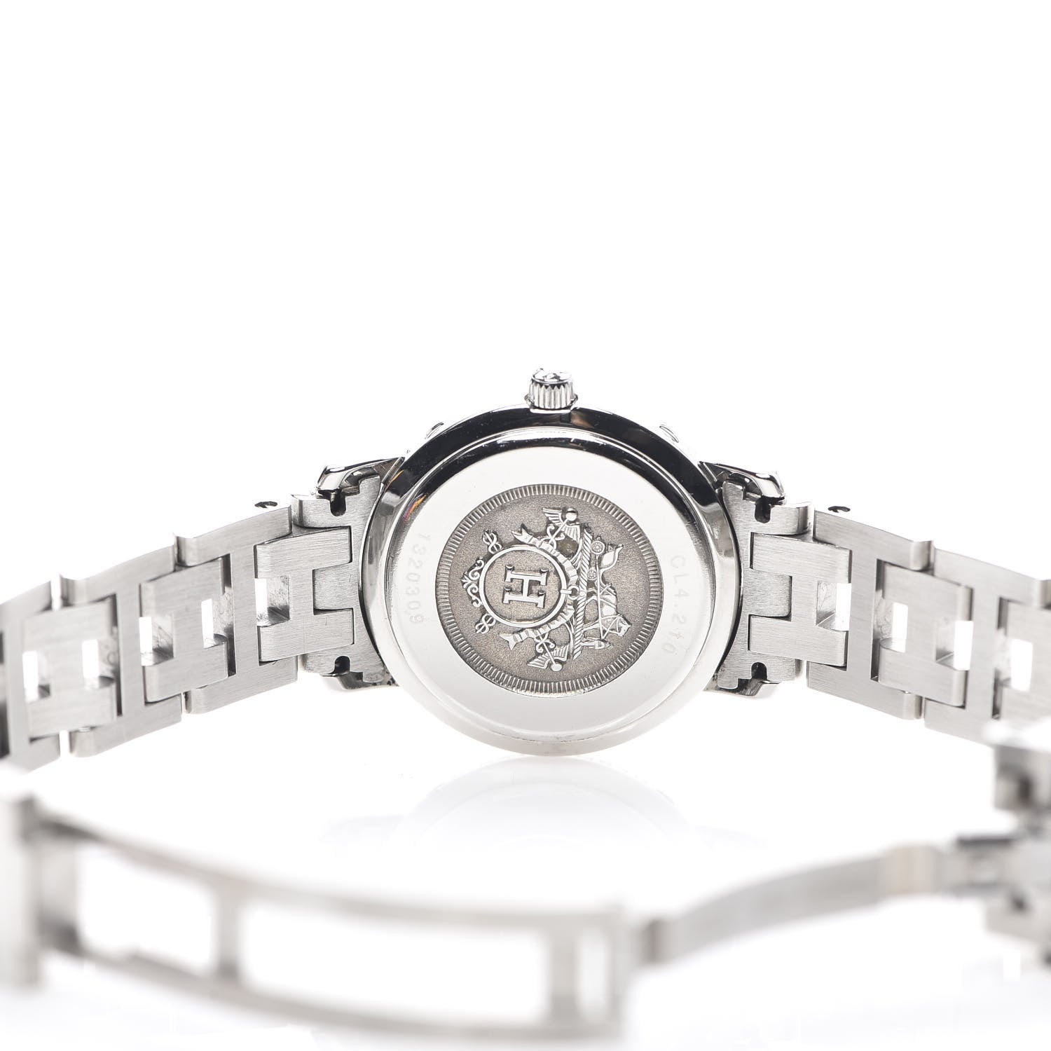 Hermes Stainless Steel 24mm Clipper Quartz Watch Pink 4 of 5
