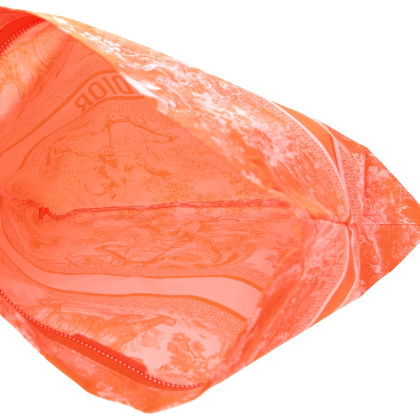 Embroidered Toile De Jouy Diortravel Zipped Pouch Orange