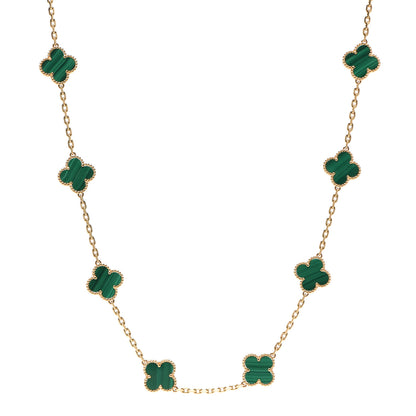 Van Cleef & Arpels 18K Yellow Gold Malachite 20 Motifs Vintage Alhambra Necklace 1 of 5