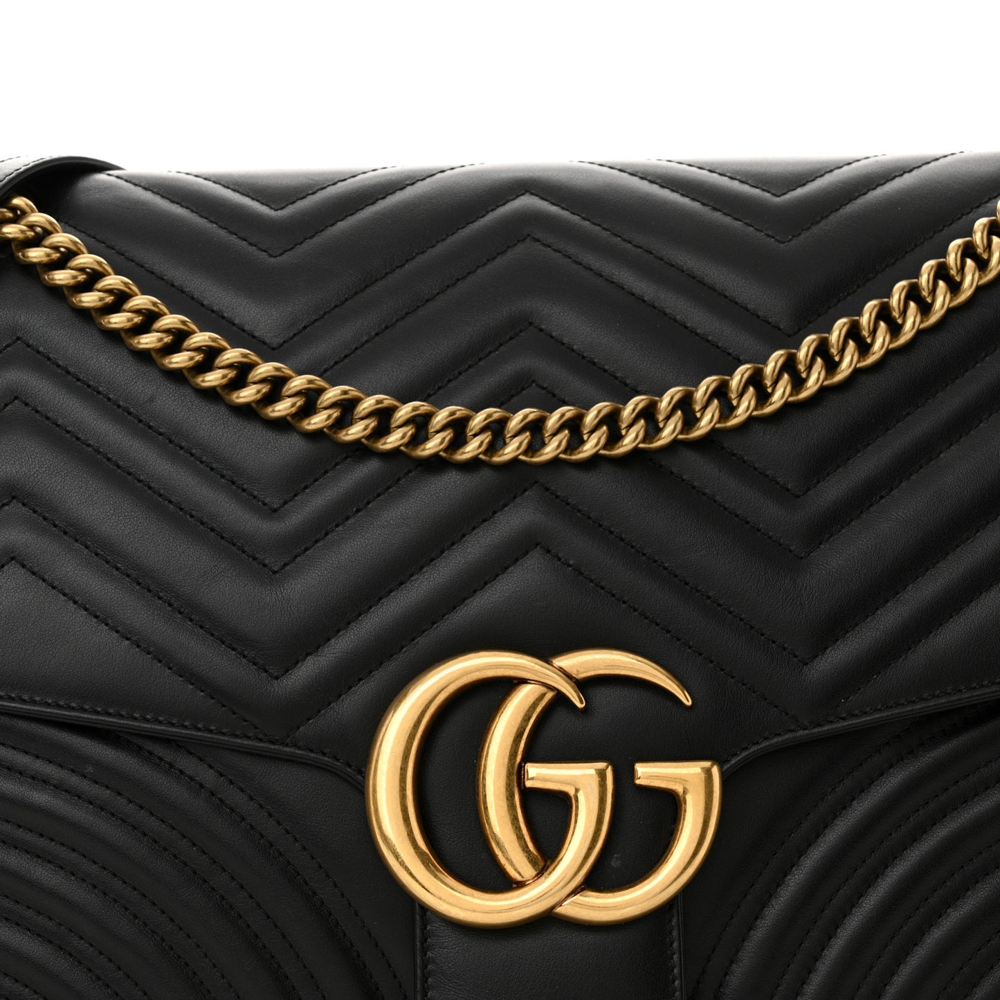 Calfskin Matelasse Large GG Marmont Shoulder Bag Black