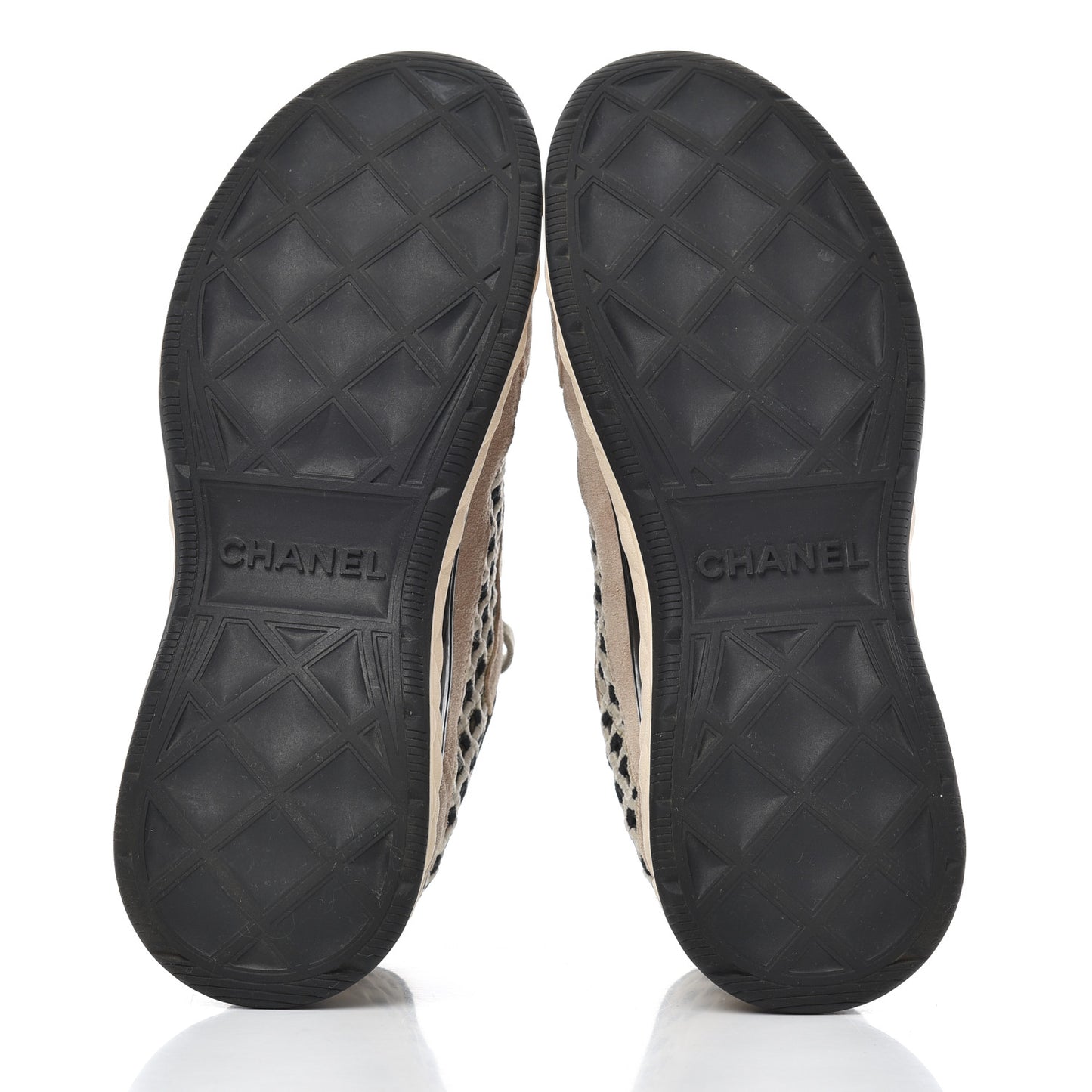 Suede Calfskin Embroidered CC Sneakers 38 Beige Black