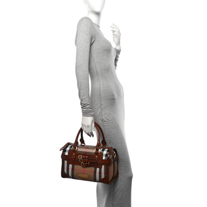Burberry House Check Bridle Calfskin Medium Alchester Bowling Bag Dark Tan 2 of 13