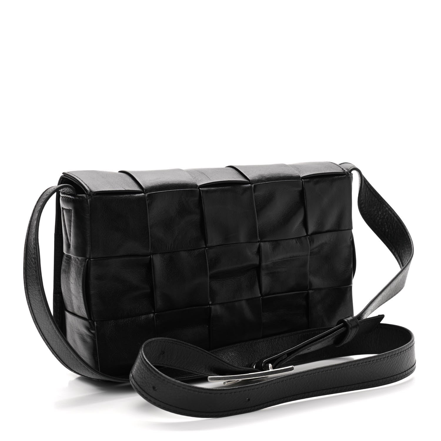 Bottega Veneta Paper Calfskin Maxi Intreccio Cassette Crossbody Bag Black 3 of 10
