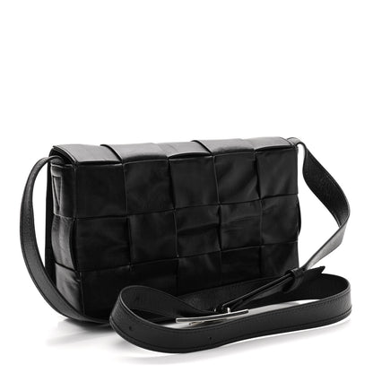Bottega Veneta Paper Calfskin Maxi Intreccio Cassette Crossbody Bag Black 3 of 10