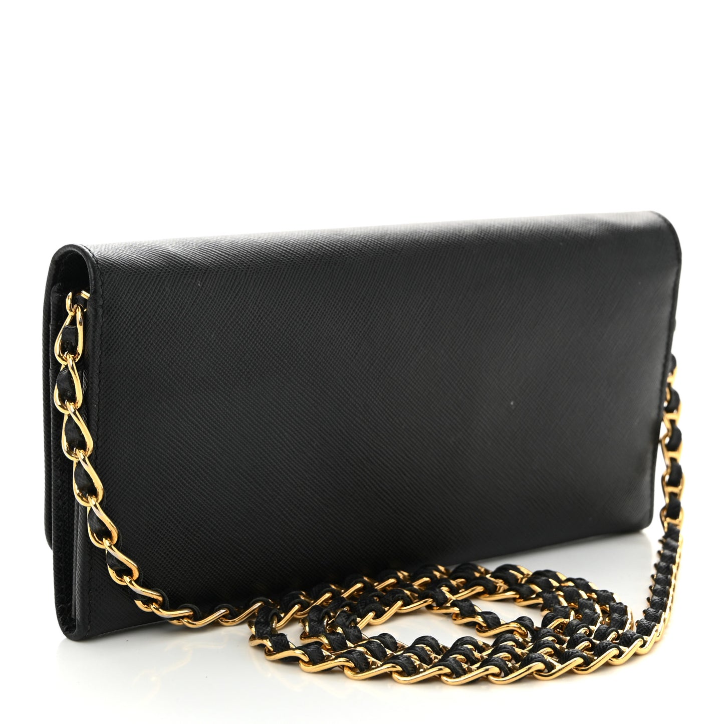 Saffiano Metal Oro Chain Wallet Black
