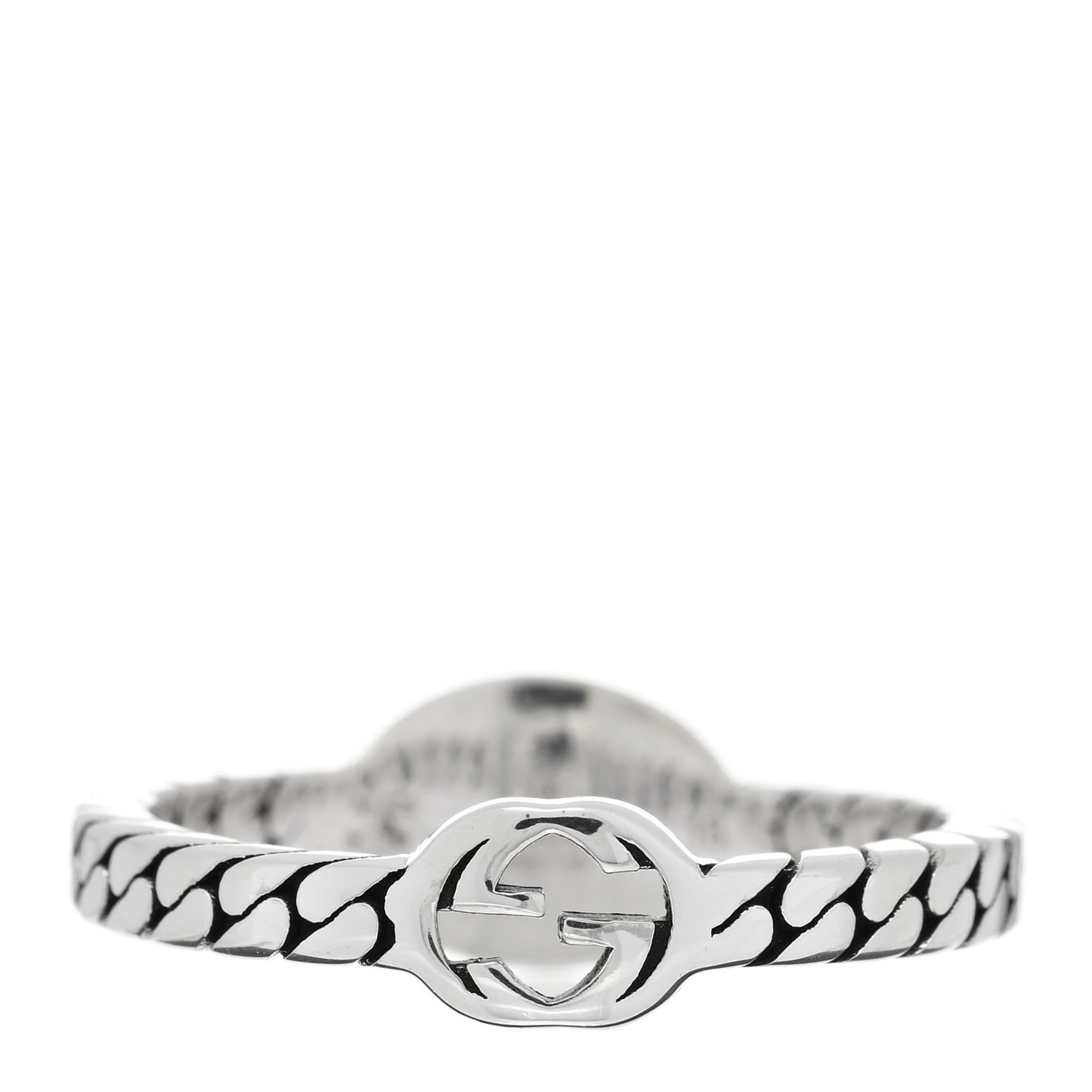 Sterling Silver Enamel Interlocking G Chain Ring 58 8.25 Black