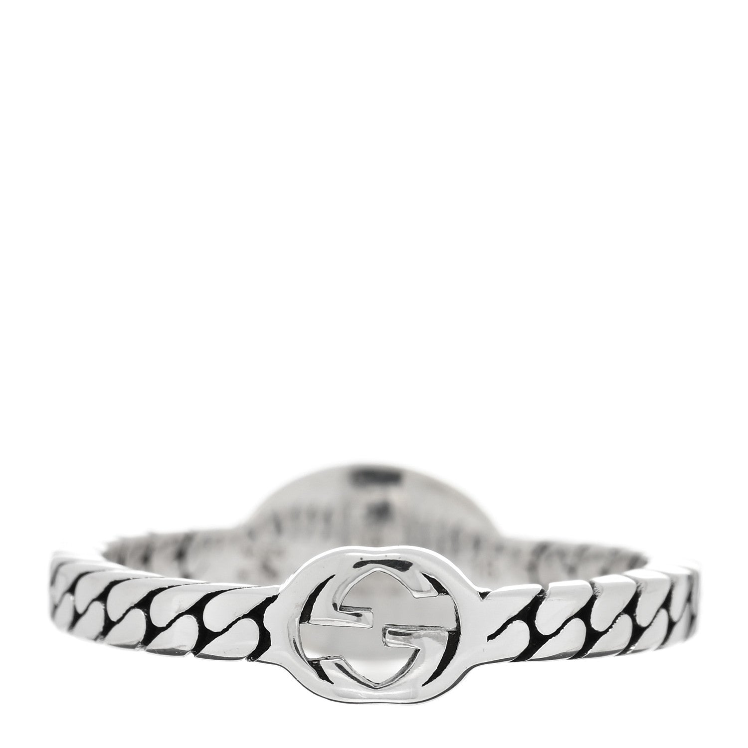 Gucci Sterling Silver Enamel Interlocking G Chain Ring 58 8.25 Black 3 of 4