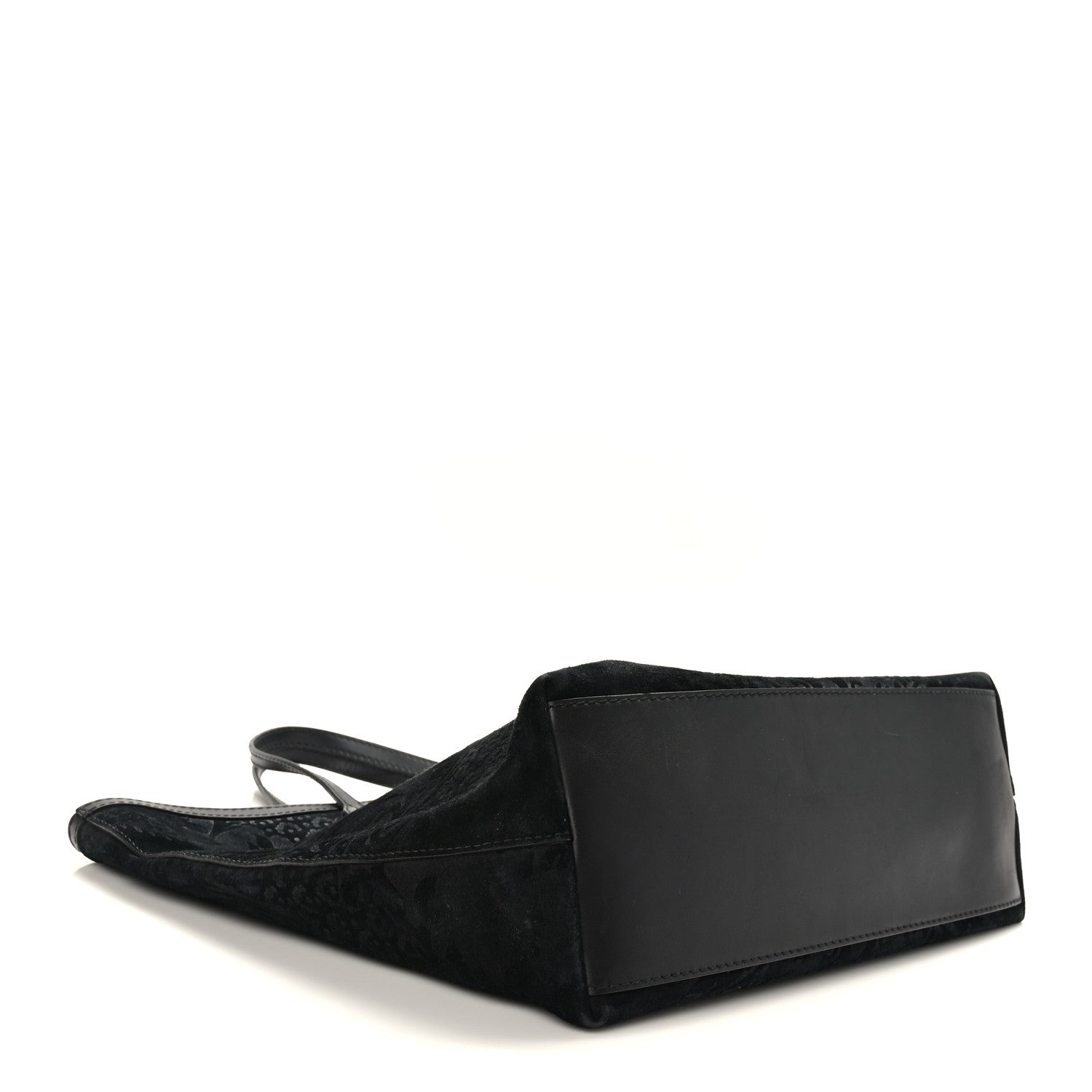 Gucci Nubuck Brocade Medium Soft Stirrup Tote Black 4 of 9