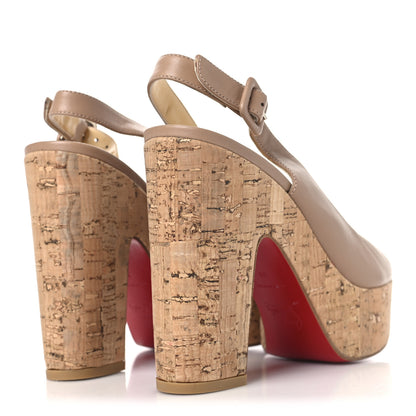 Christian Louboutin Calfskin Cork Dona Anna 120 Wedges 39 Nude Natural 5 of 8