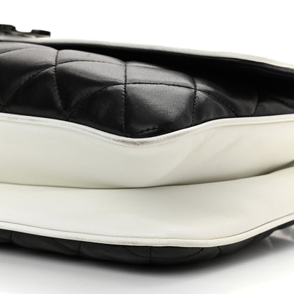 Chanel Lambskin Quilted Flap Black White 10 of 14