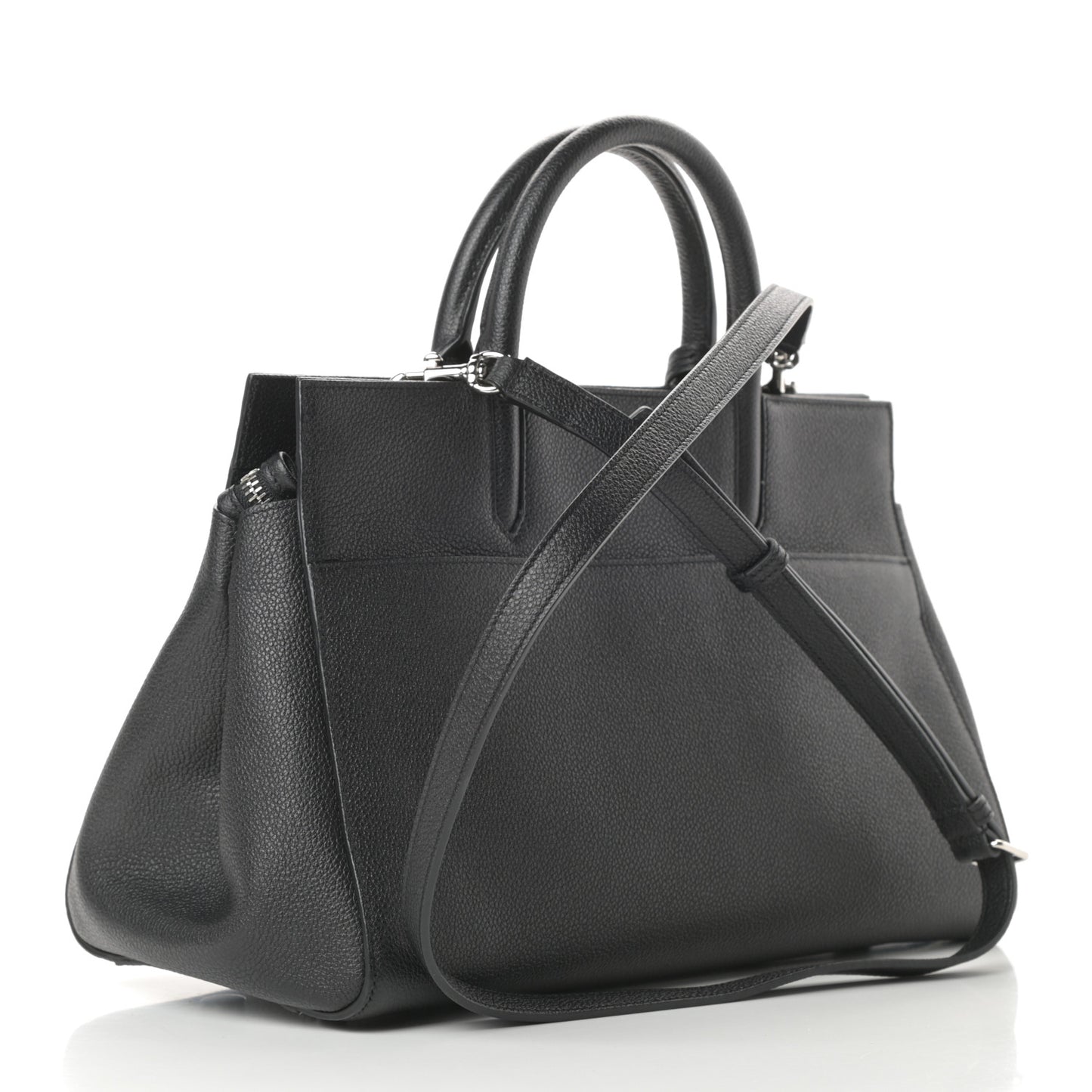 Grained Calfskin Small Cabas Rive Gauche Black