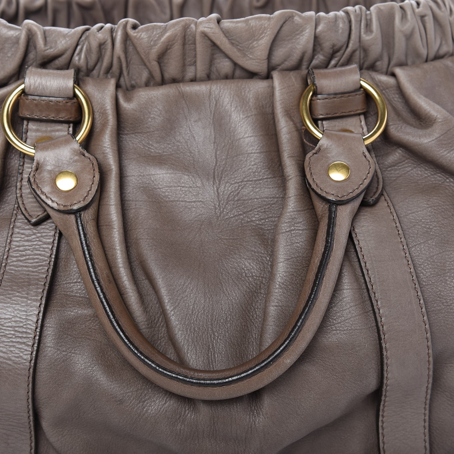 Miu Miu Vitello Lux Gathered Tote Juta 11 of 15