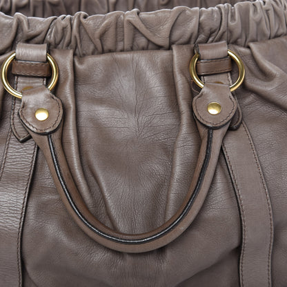 Miu Miu Vitello Lux Gathered Tote Juta 11 of 15