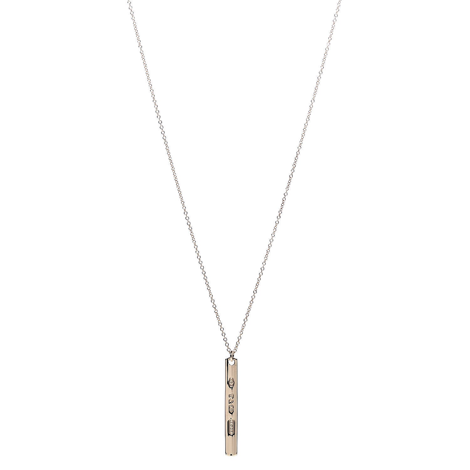 Tiffany 18K Yellow Gold 1837 Bar Pendant Necklace 1 of 8
