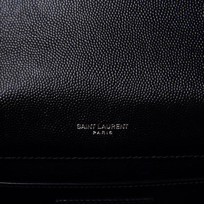 Saint Laurent Grain De Poudre Textured Mixed Matelasse Triquilt Medium Monogram Satchel Black 6 of 7