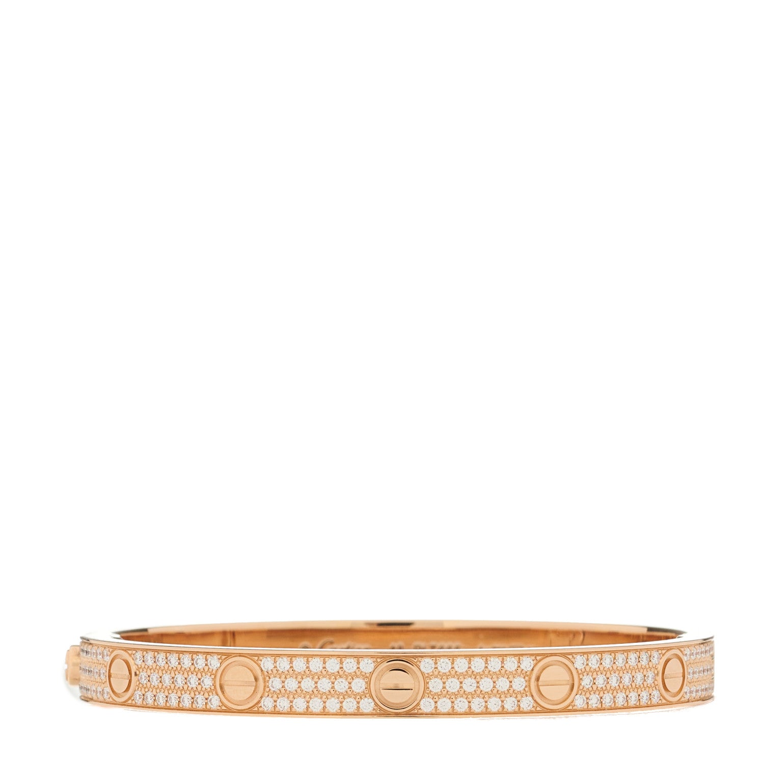 Cartier 18K Pink Gold Diamond LOVE Paved Bracelet 18 1 of 5
