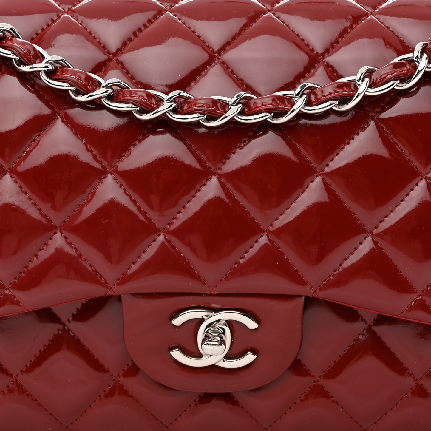 Patent Quilted Jumbo Double Flap Red