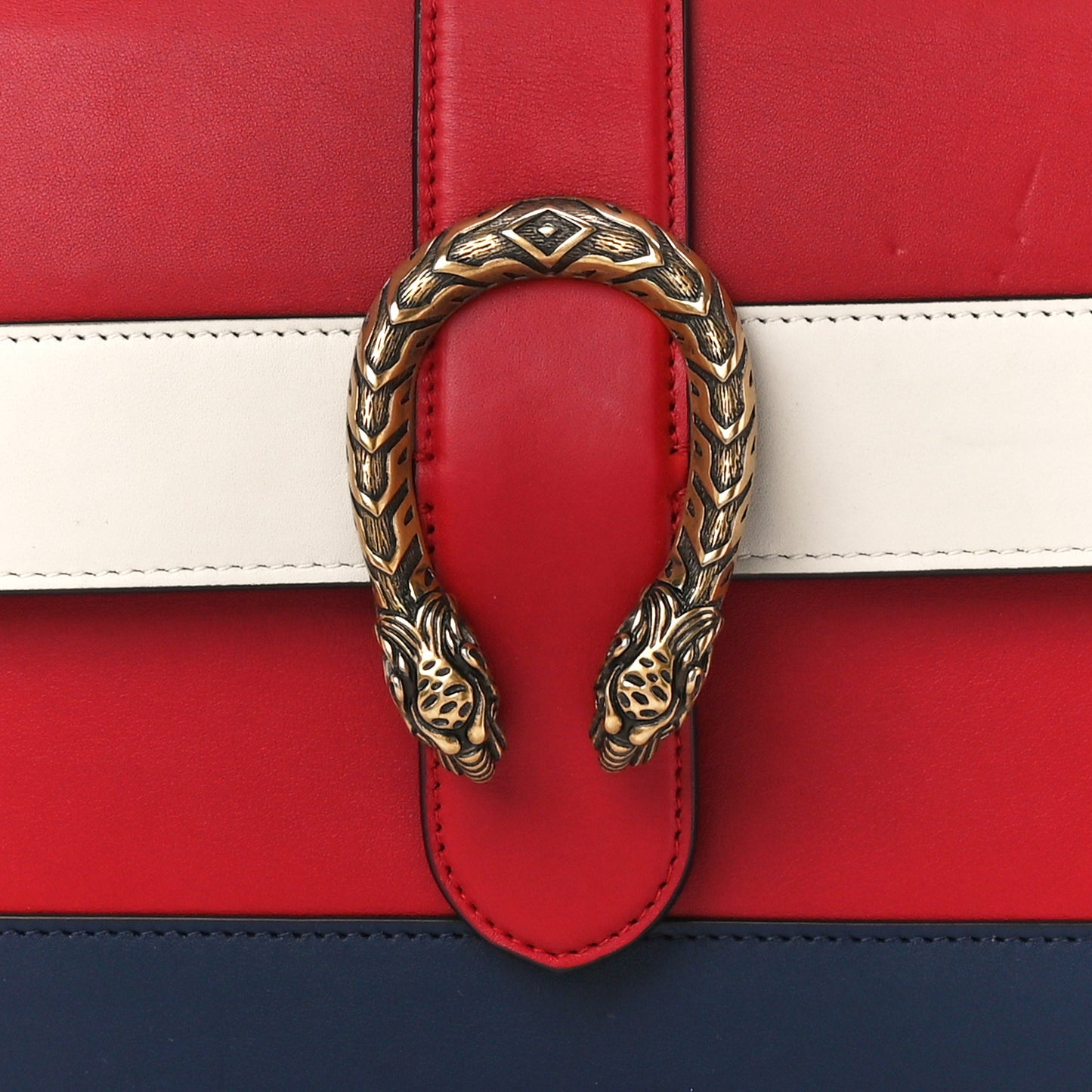 Calfskin Bamboo Web Medium Dionysus Top Handle Bag Red White Blue