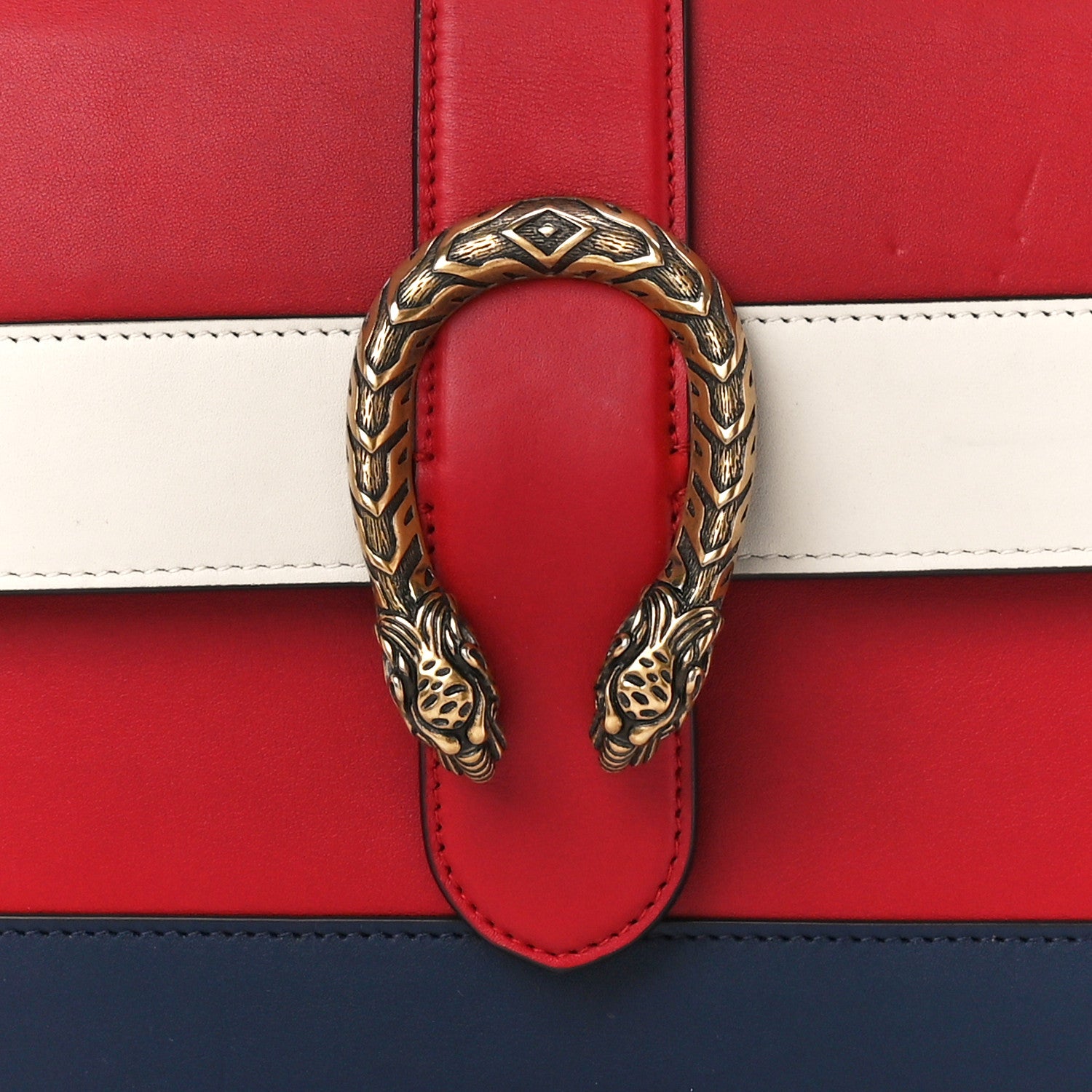 Gucci Calfskin Bamboo Web Medium Dionysus Top Handle Bag Red White Blue 9 of 16