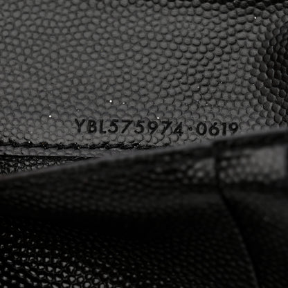 Saint Laurent Grain De Poudre Matelasse Chevron Monogram Zipped Two-Part Wallet Black 7 of 10