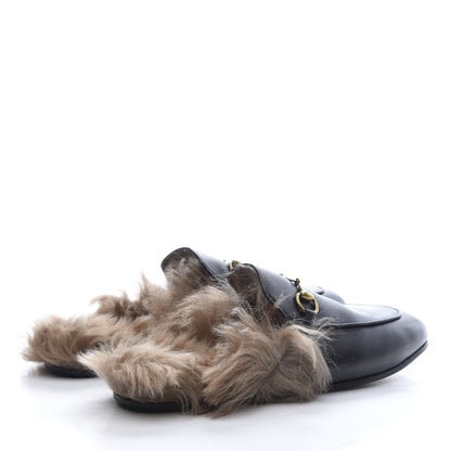 Gucci Calfskin Fur Womens Princetown Slippers 38 Black 3 of 8