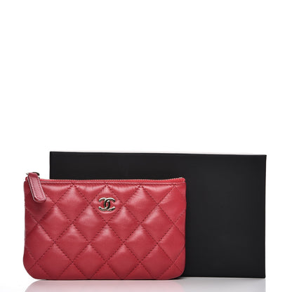 Chanel Lambskin Quilted Small Cosmetic Case Dark Pink 8 of 8