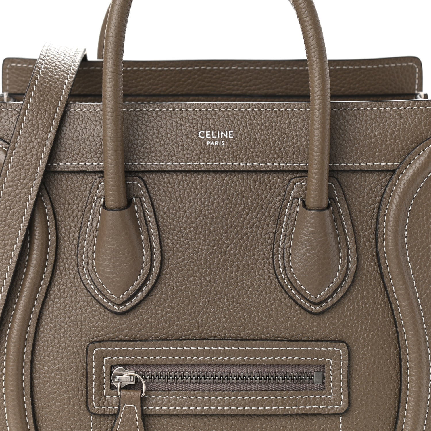 Celine Drummed Calfskin Nano Luggage Souris 9 of 11
