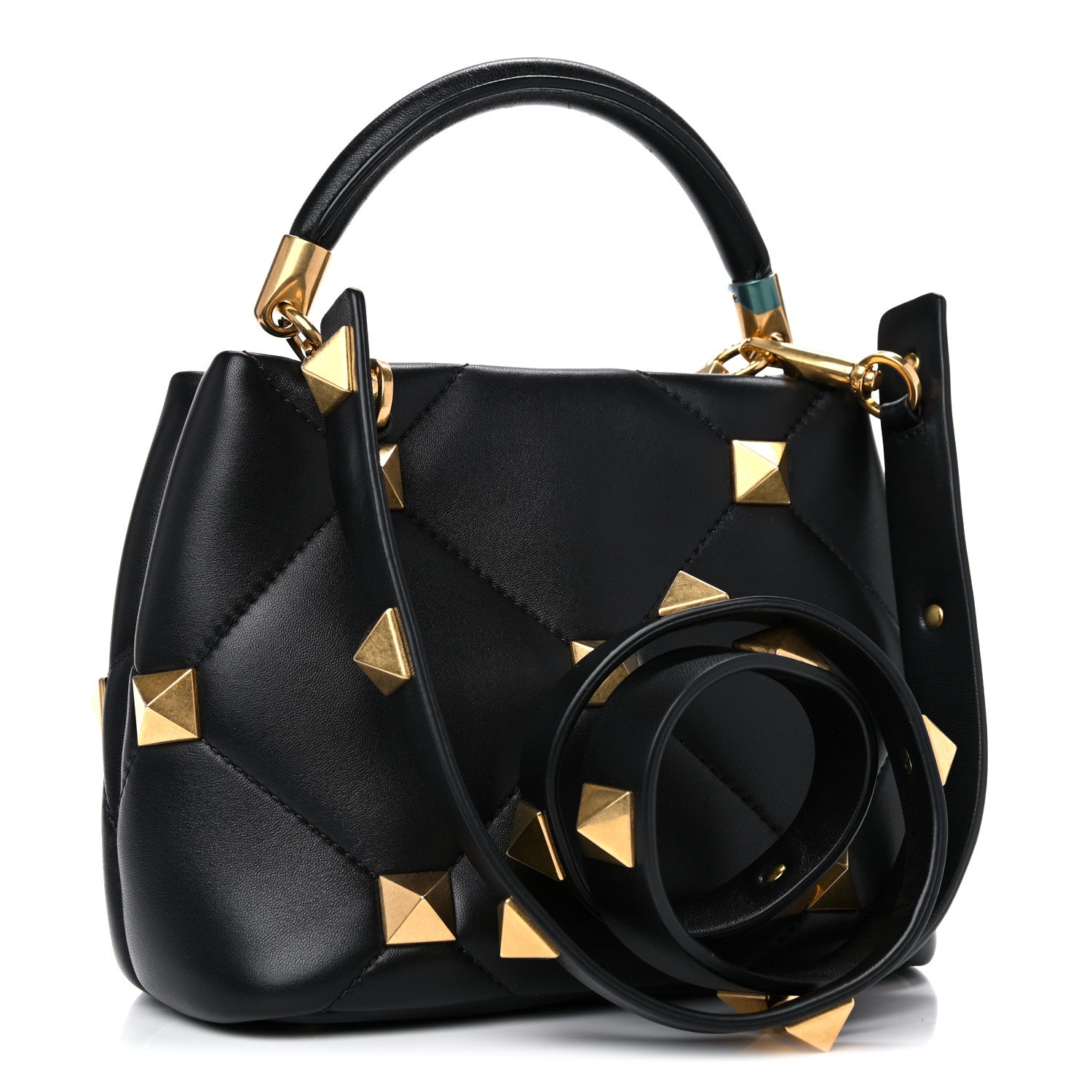 Valentino Garavani Nappa Small Roman Stud The Handle Bag Black 3 of 13