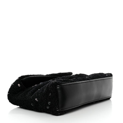 Saint Laurent Sequin Monogram Loulou Puffer Pouch Clutch Black 4 of 10
