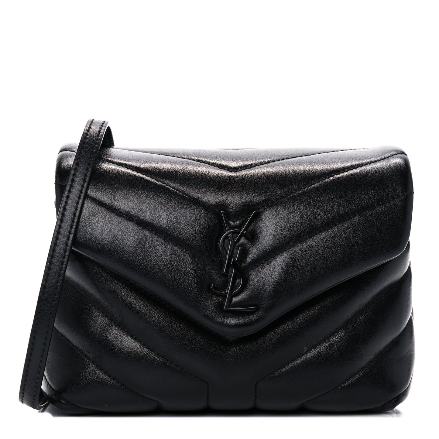 Calfskin Y Quilted Monogram Toy Loulou Crossbody Bag Black