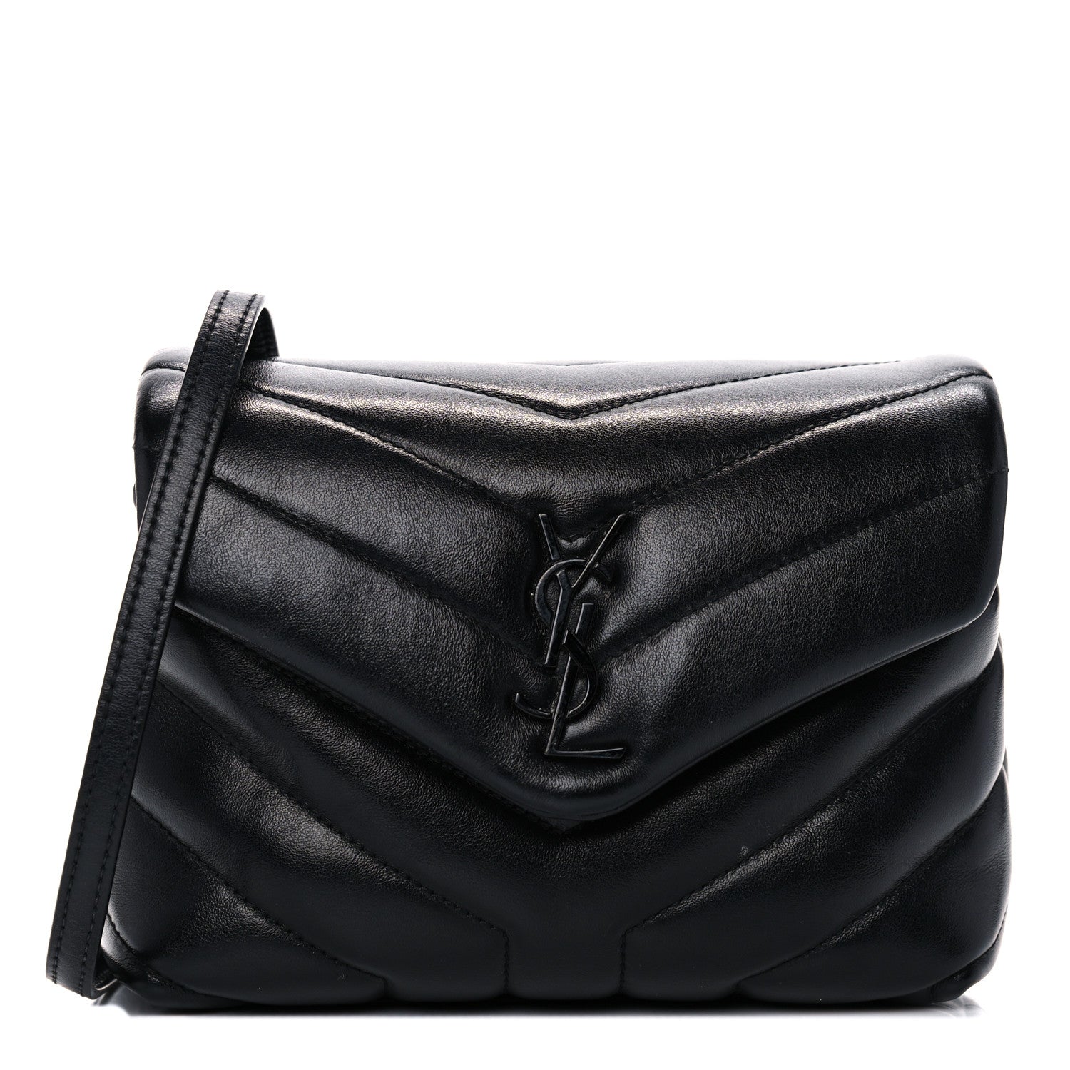 Saint Laurent Calfskin Y Quilted Monogram Toy Loulou Crossbody Bag Black 1 of 12