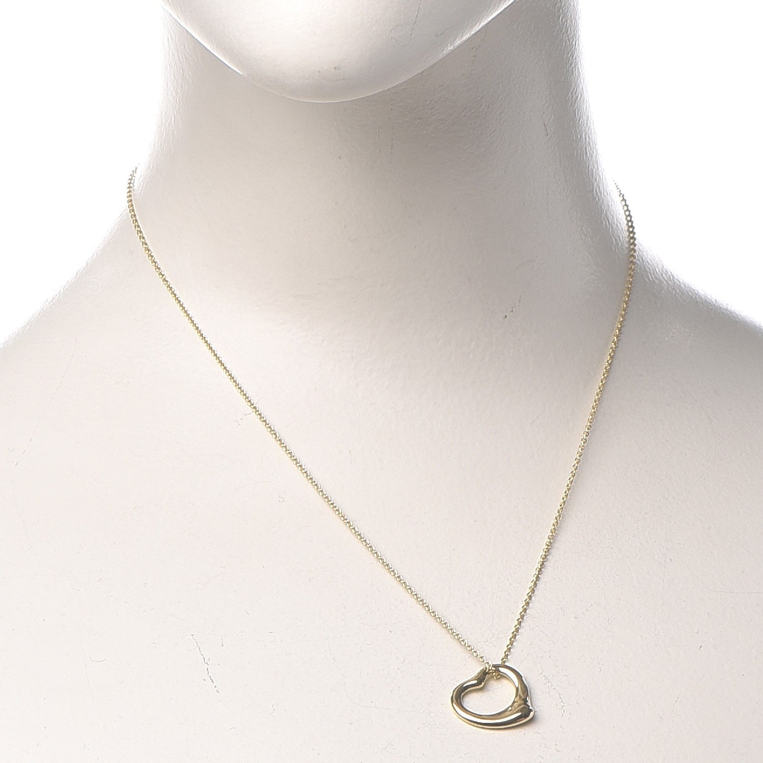Tiffany 18K Yellow Gold Elsa Peretti Small Open Heart Pendant Necklace 2 of 8