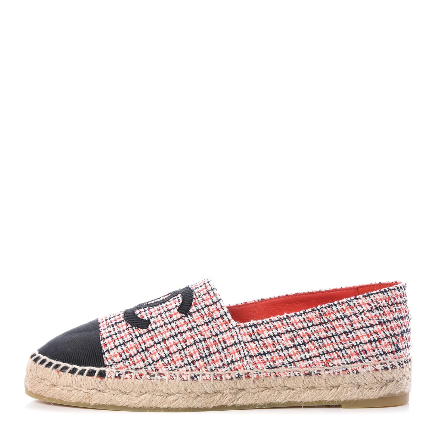 Tweed Grosgrain CC Espadrilles 40 Red Black White