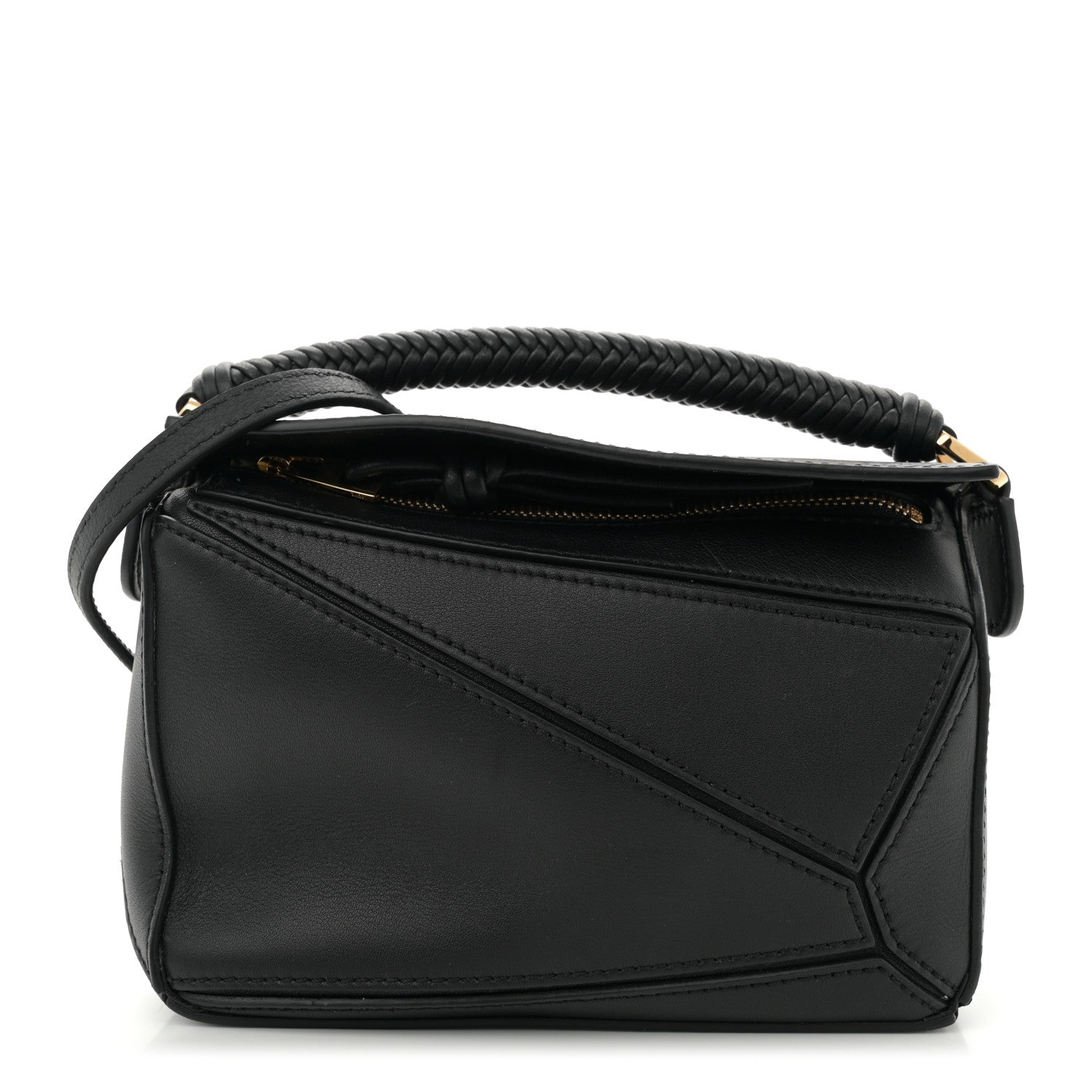 Loewe Calfskin Mini Woven Puzzle Bag Black 1 of 10