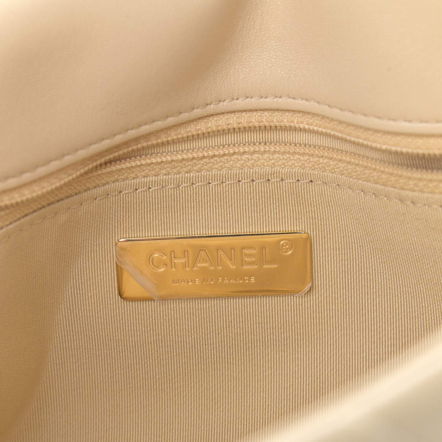 Lambskin Quilted Medium Chanel 19 Flap Light Beige