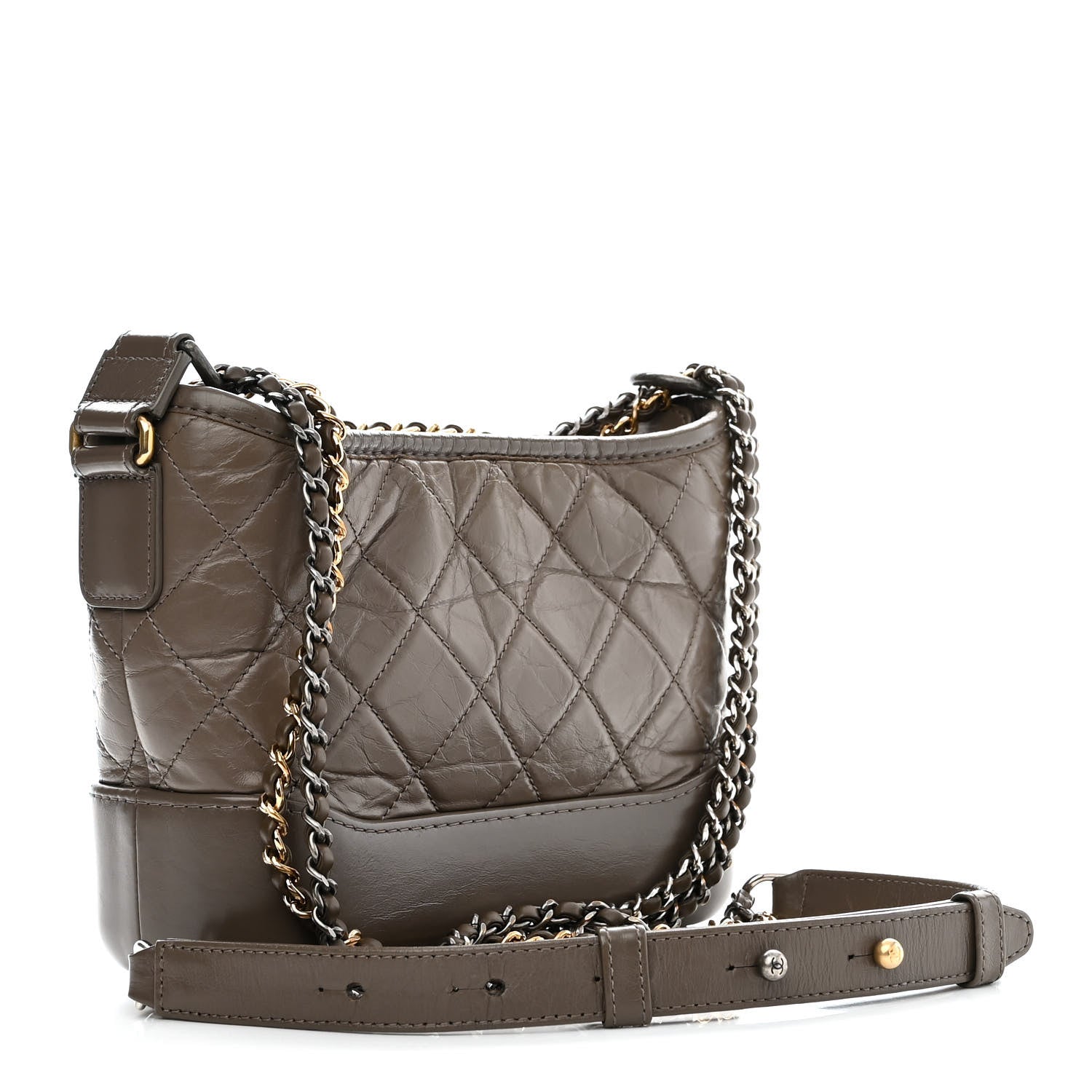 Chanel Aged Calfskin Quilted Small Gabrielle Hobo Grey 3 of 12
